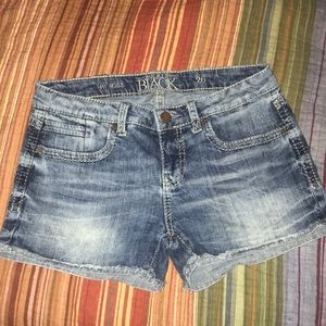 Buckle black label denim shorts
